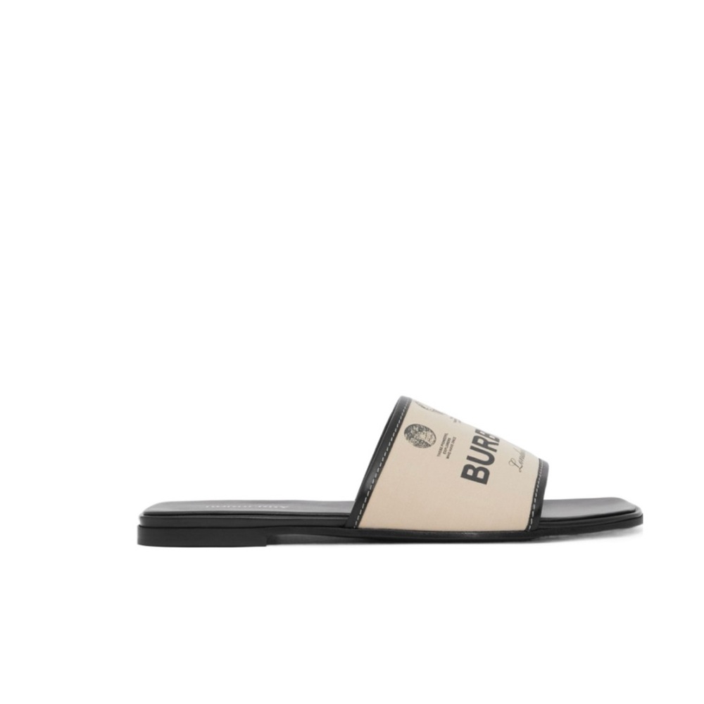 Burberry Cream and Black Leather Slippers - Picture 3 of 3